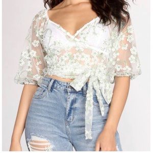 Windsor Effortlessly Embroidered Floral Crop Top